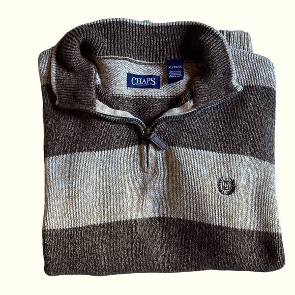 CHAPS By RALPH LAUREN Mens 100% Cotton 1/4 ZIP Pullover Sweater size XL - Picture 10 of 11